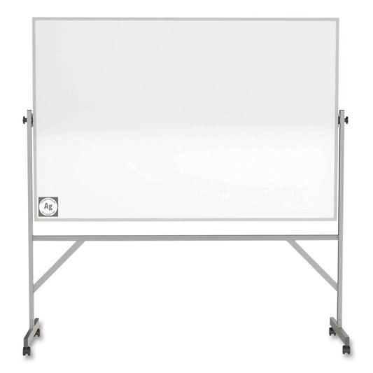 Reversible Magnetic Hygienic Porcelain Whiteboard with Aluminum Frame, 72" x 48", White Surface, Satin Aluminum Frame