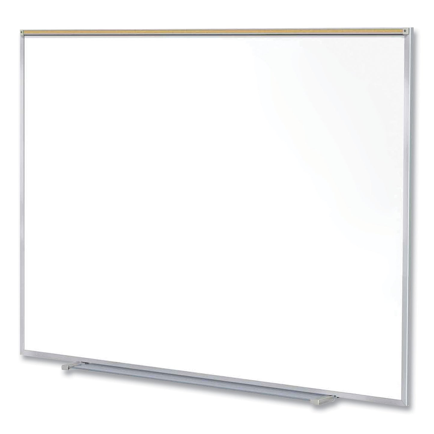 Magnetic Porcelain Whiteboard with Aluminum Frame and Maprail, 72.5" x 60.47", White Surface, Satin Aluminum Frame