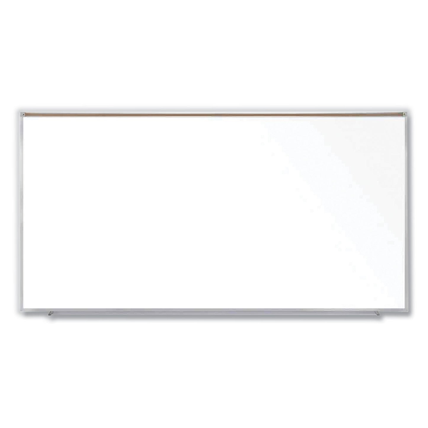 Magnetic Porcelain Whiteboard with Aluminum Frame and Maprail, 120.59" x 60.47", White Surface, Satin Aluminum Frame