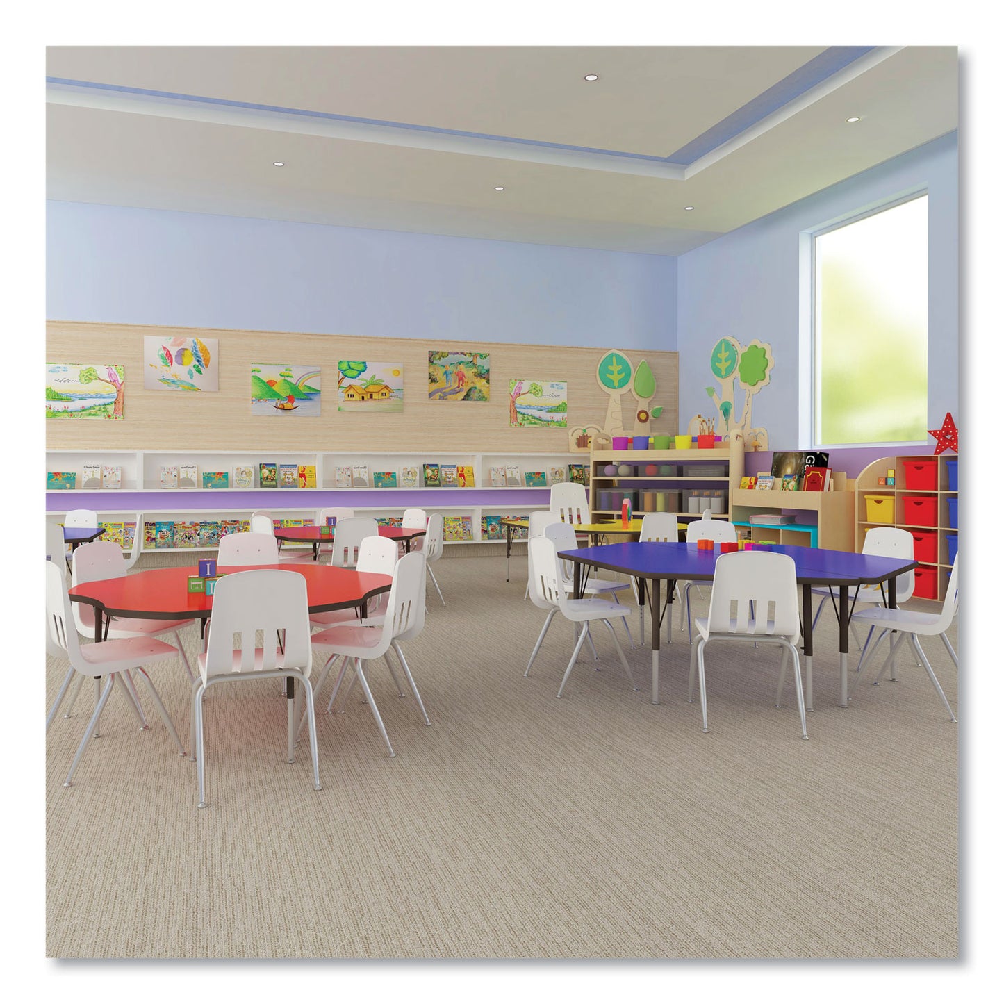 Markerboard Activity Tables, Rectangular, 60" x 30" x 19" to 29", White Top, Black Legs, 4/Pallet