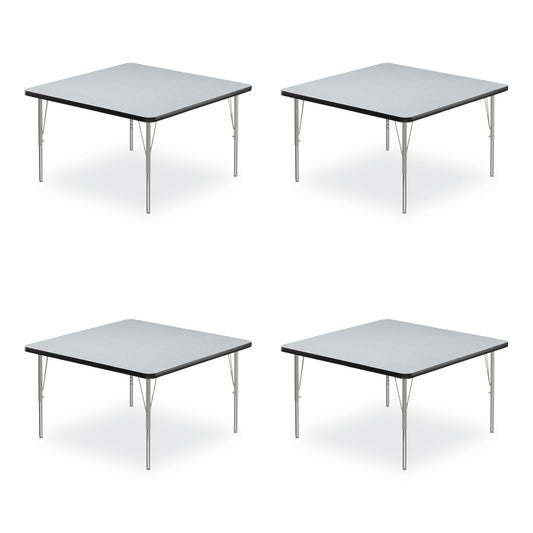 Adjustable Activity Tables, Square, 48" x 48" x 19" to 29", Gray Top, Silver Legs, 4/Pallet