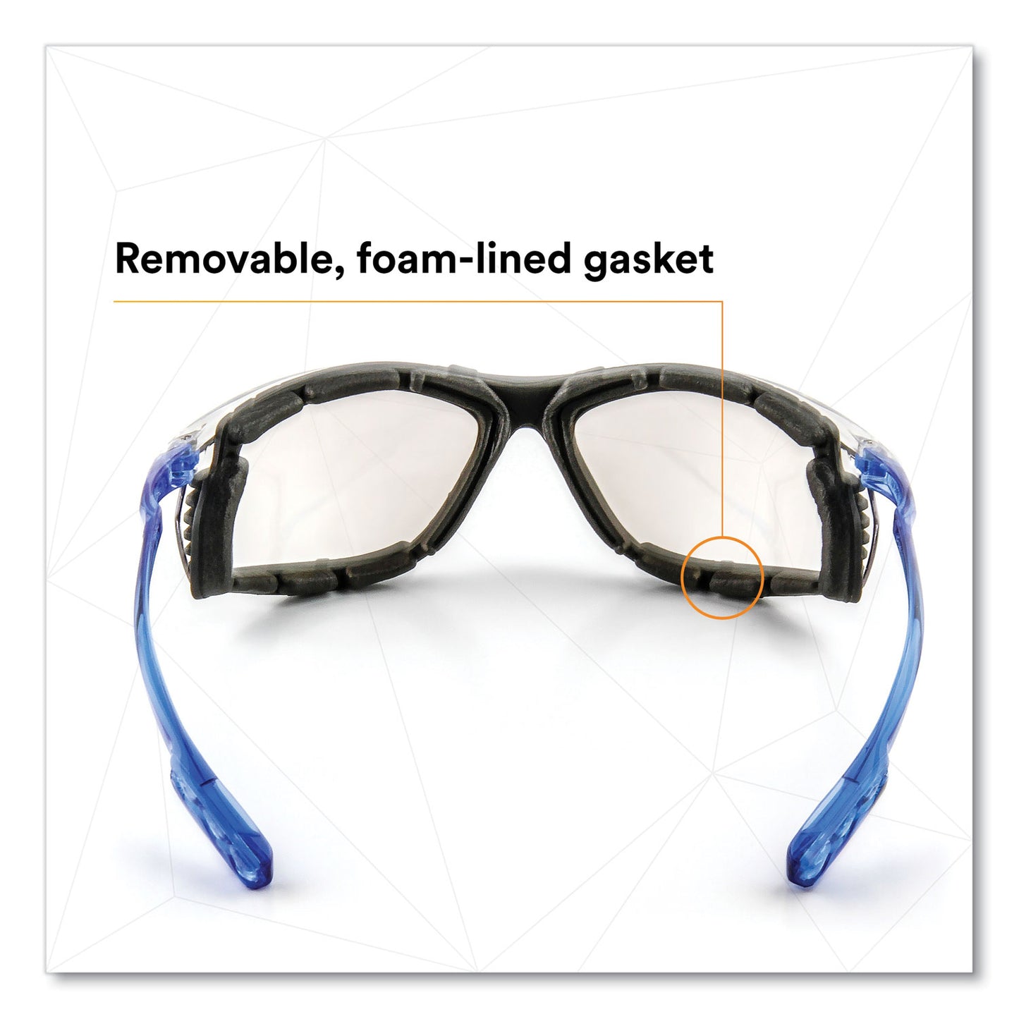 Virtua CCS Protective Eyewear with Foam Gasket, Blue Half Frame, Clear Dual Lens