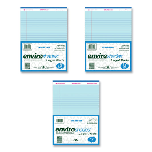 EnviroShades Legal Notepads, Wide/Legal Rule, (50) Blue 8.5 x 11 Sheets, 36/Carton