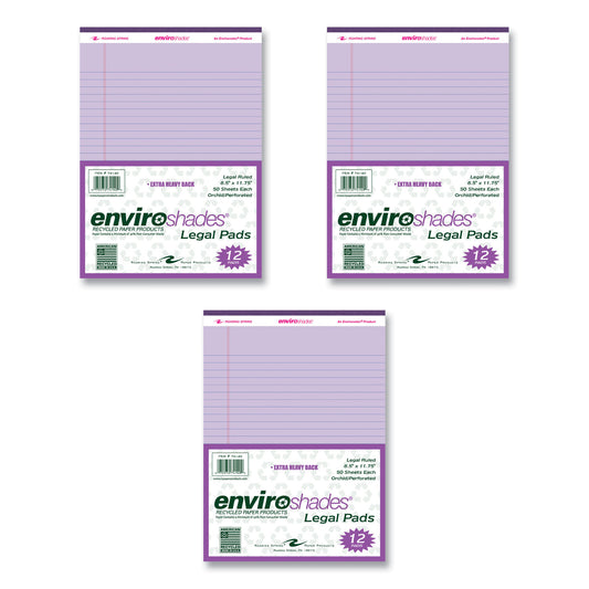 EnviroShades Legal Notepads, Wide/Legal Rule, (50) Orchid 8.5 x 11 Sheets, 36/Carton