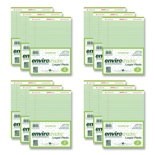 EnviroShades Legal Notepads, Wide/Legal Rule, (50) Green 8.5 x 11 Sheets, 72/Carton