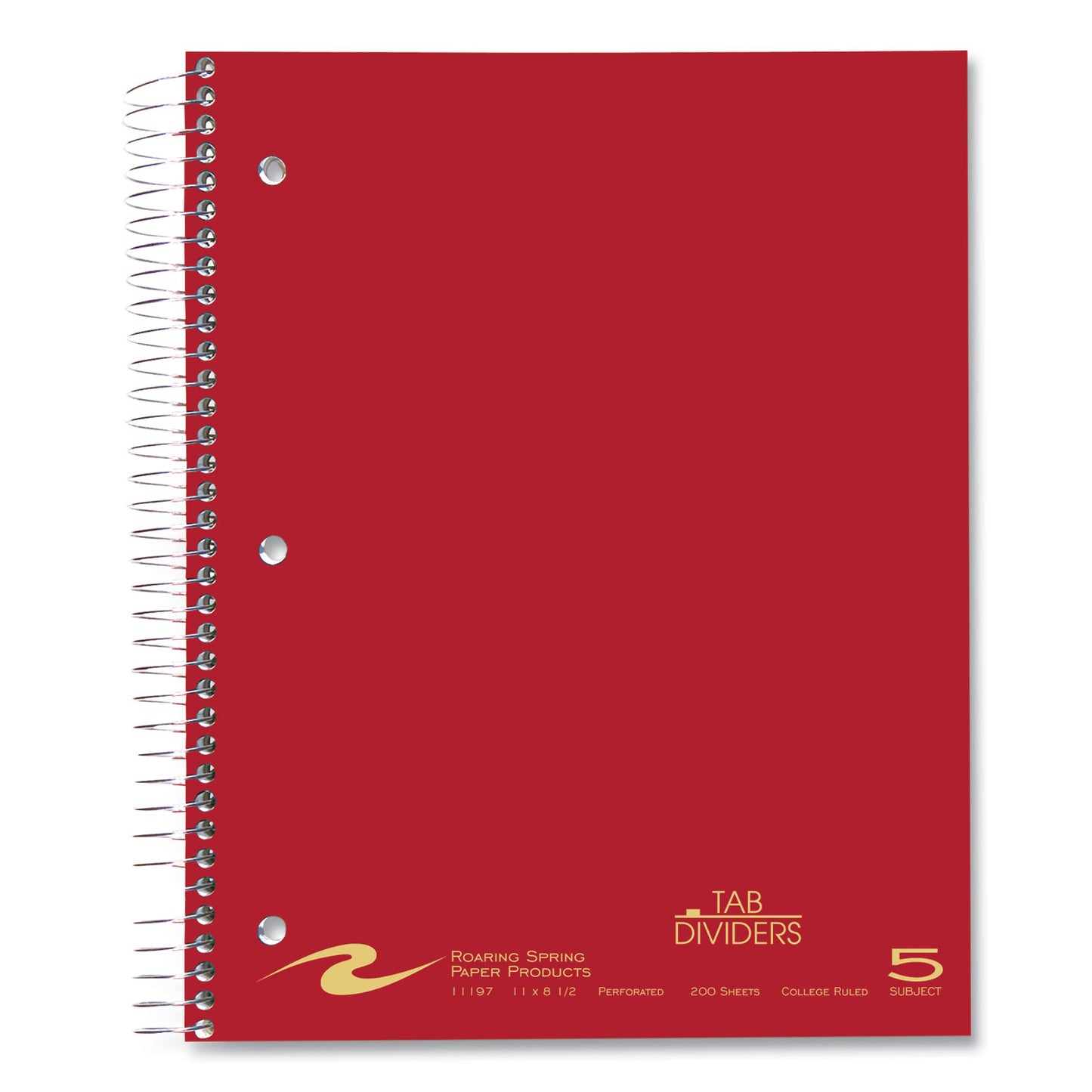 Wirebound Notebook with Tabs, 5-Subject, Medium/College Rule, Randomly Assorted Cover Colors, (200) 11 x 8.5 Sheets, 12/CT