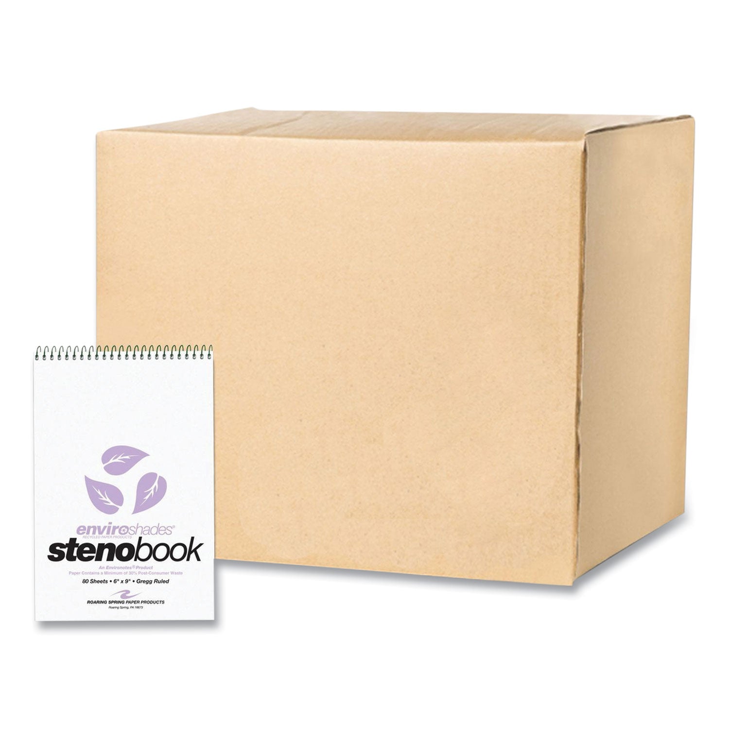 EnviroShades Steno Pad, White Cover, Gregg Rule, (80) Orchid 6 x 9 Sheets, 24/Carton