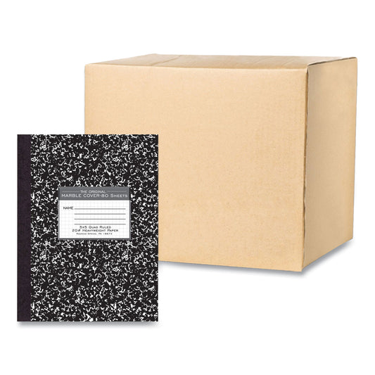 Hardcover Marble Composition Book, Quadrille Rule (5 sq/in), Black Marble Cover, (80) 10.25 x 7.88 Sheets, 24/Carton