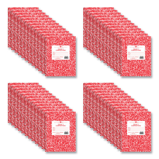 Grade School Wirebound Composition Book, Grade 1 Manuscript Format, Red Marble Cover, (36) 9.75 x 7.5 Sheets, 48/Carton