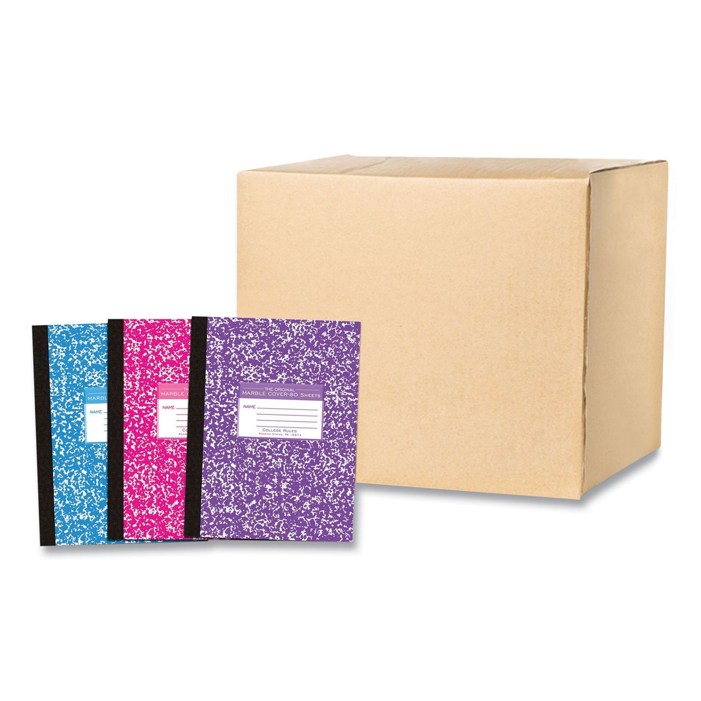 Flexible Cover Marble Composition Book, Medium/College Rule, Randomly Assorted Cover Colors, (80) 10.25 x 7.88 Sheets, 48/CT