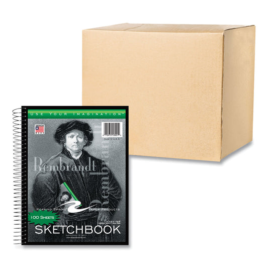 Sketch Book, 60 lb Drawing Paper Stock, Black/Green/White Cover, (100) 11 x 8.5 Sheets, 12/Carton