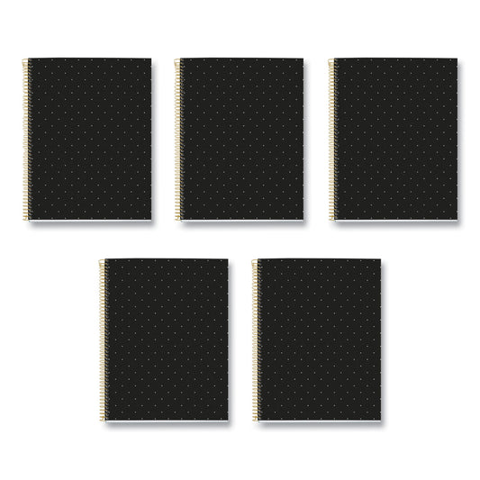MR M Fashion Notebook, 4-Subject, Medium/College Rule, Black/Gold Cover, (120) 11 x 8.5 Sheets, 5/Carton