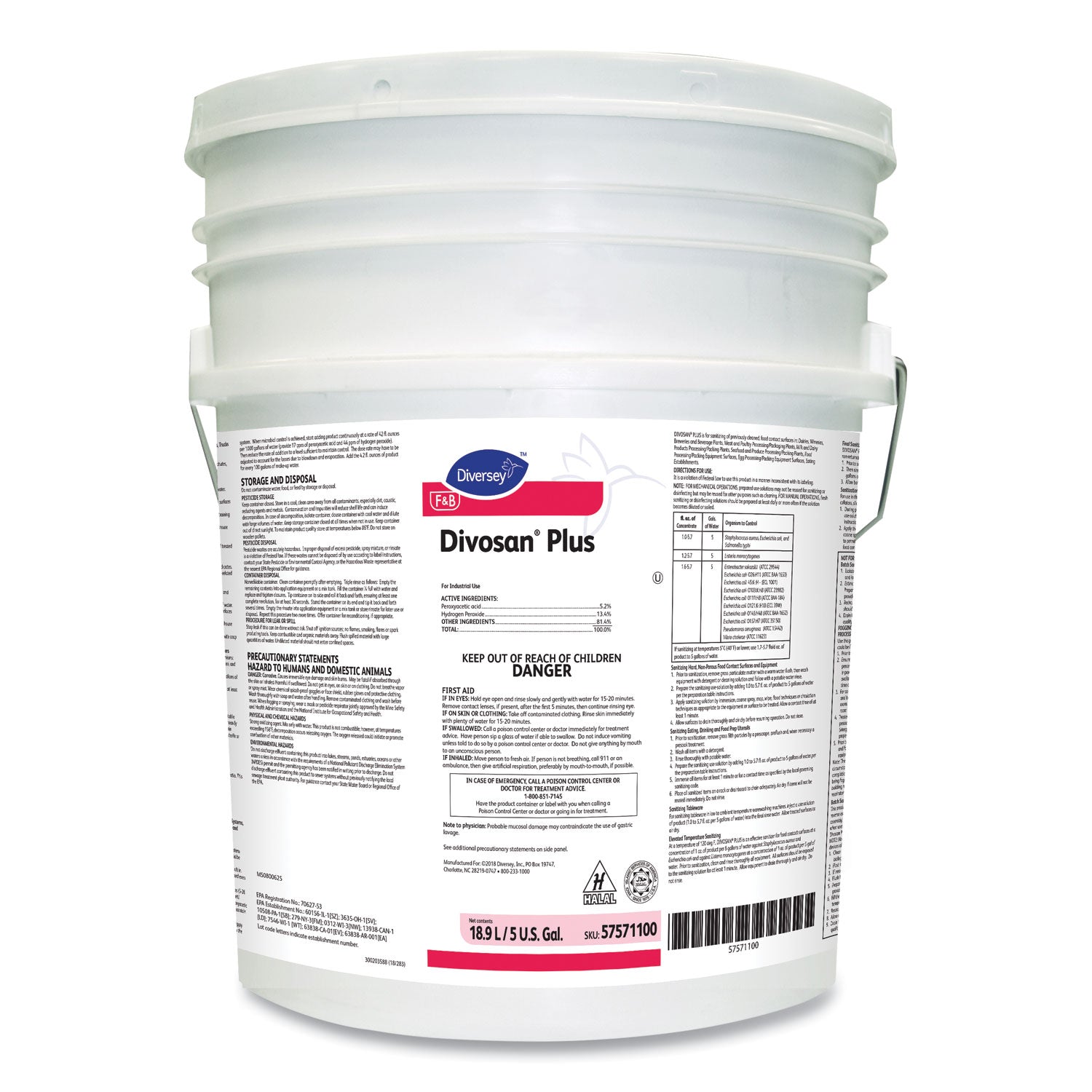 Divosan Plus Spectrum Sanitizer, 5 Gal Pail