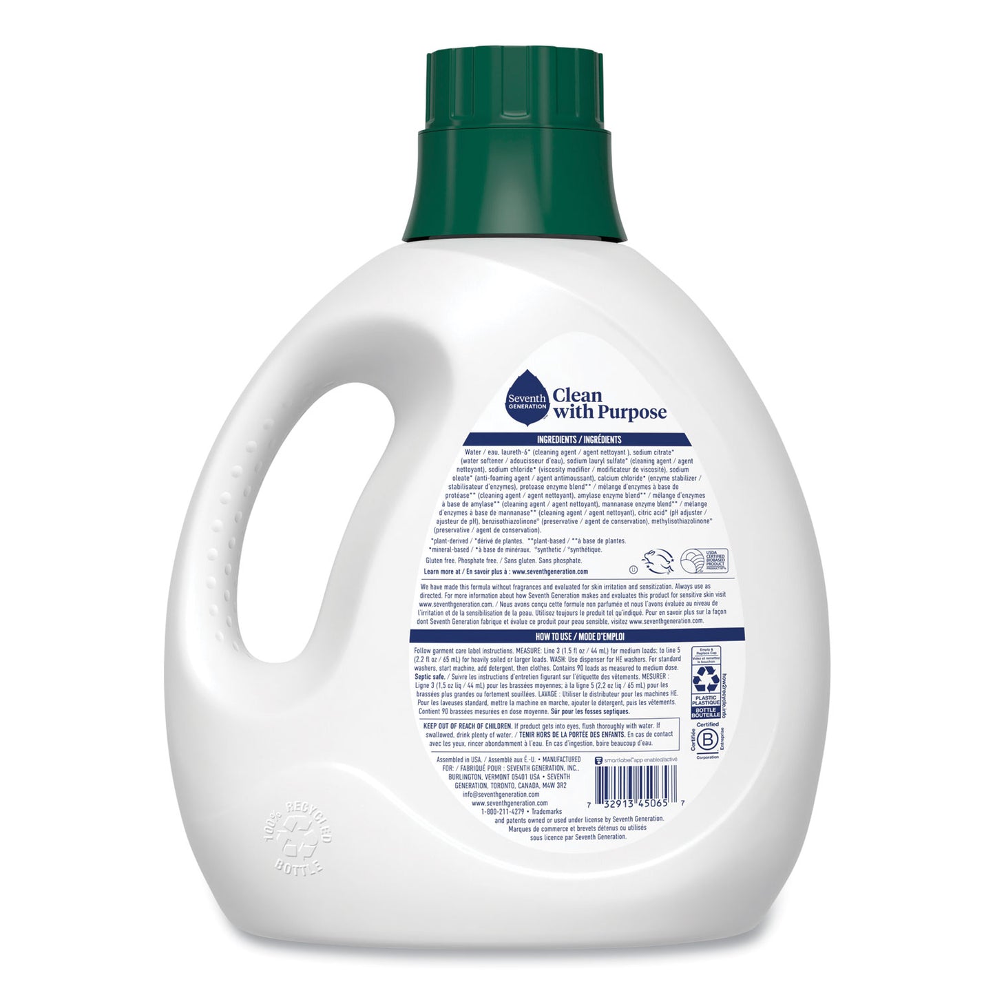 Natural Liquid Laundry Detergent, Fragrance-Free, 135 oz Bottle