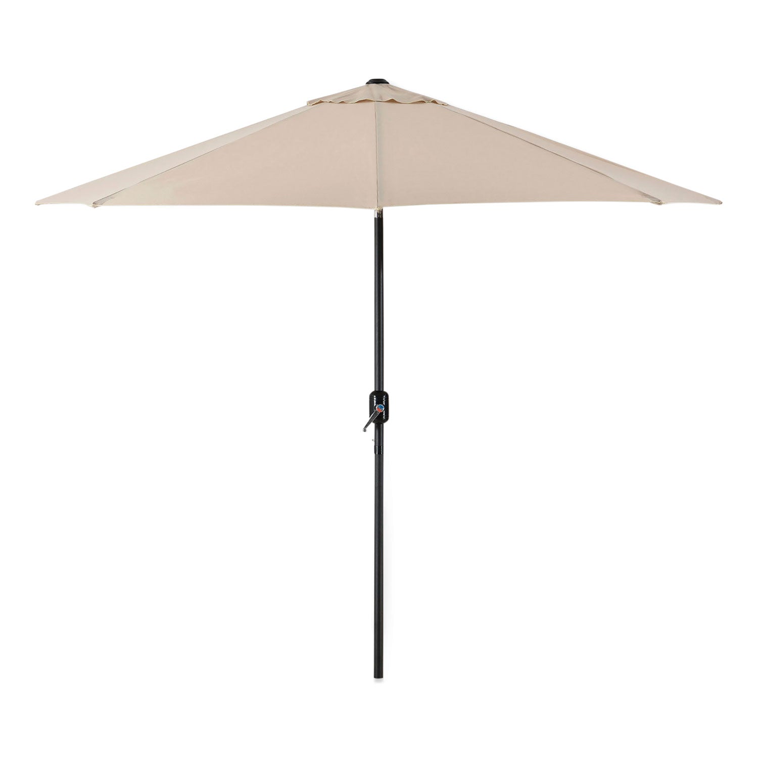 Outdoor Umbrella with Tilt Mechanism, 102" Span, 94" Long, Tan Canopy, Black Handle