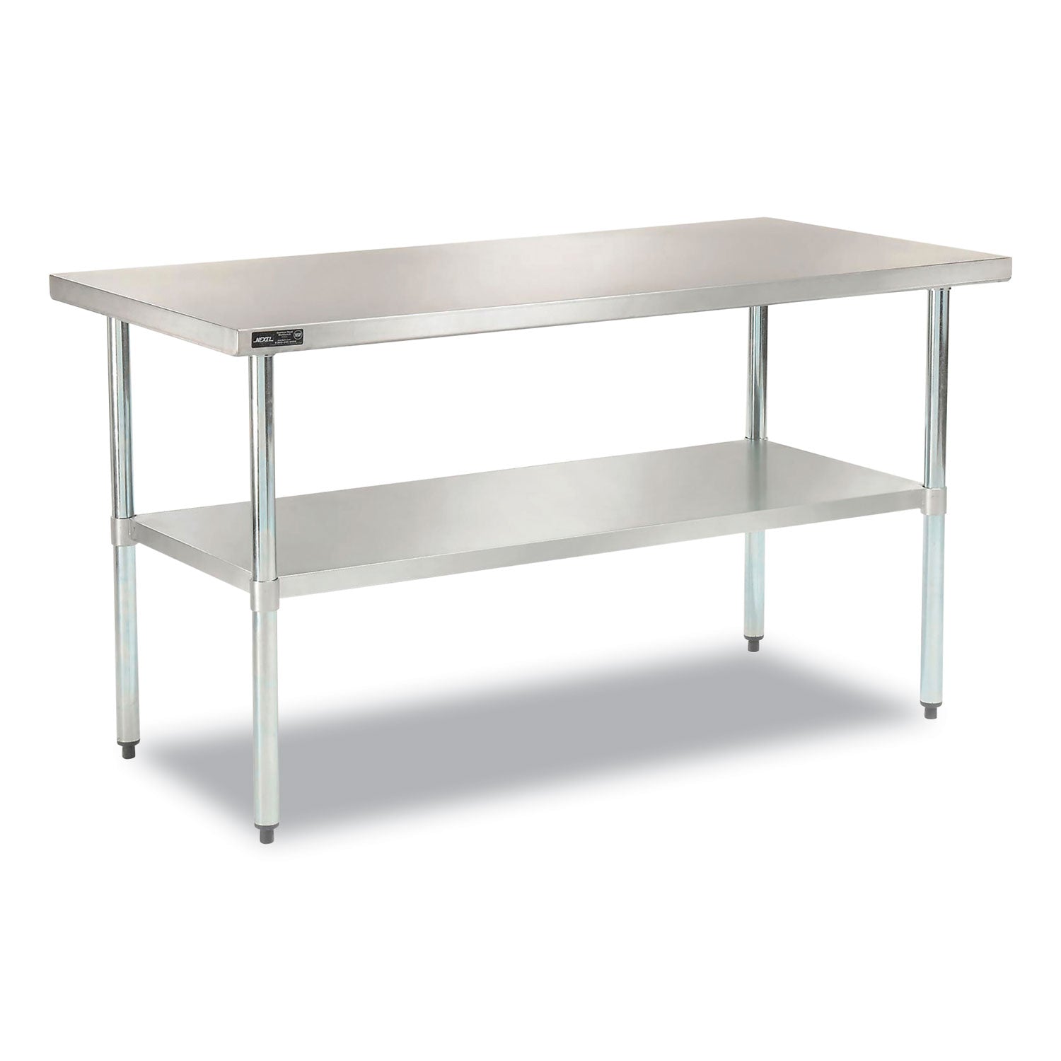 Work Table with Undershelf, Rectangular, 60 x 30 x 35, Silver Top, Silver Base/Legs