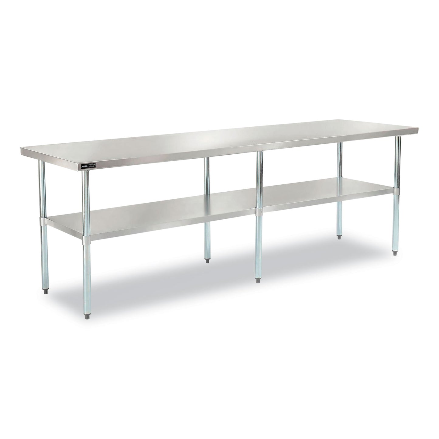 Work Table with Undershelf, Rectangular, 96 x 30 x 35, Silver Top, Silver Base/Legs