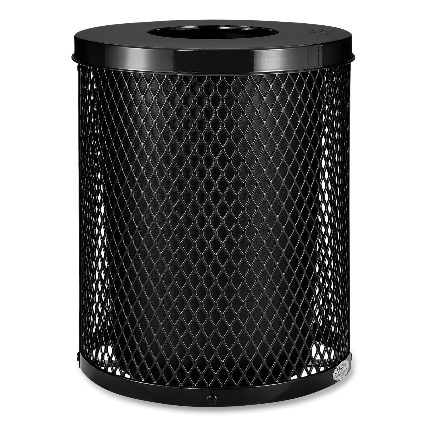 Outdoor Diamond Steel Trash Can, 36 gal, Black