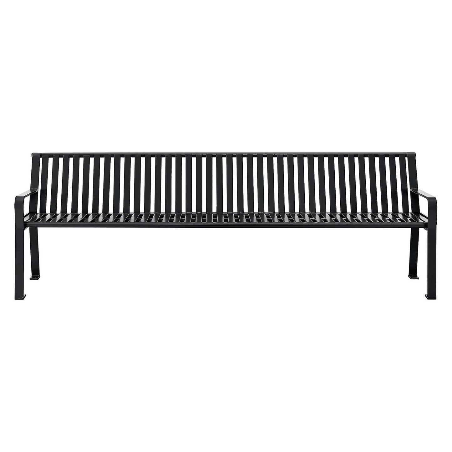 Steel Slat Benches with Back, 96" x 26" x 31", Black Seat/Back, Black Base