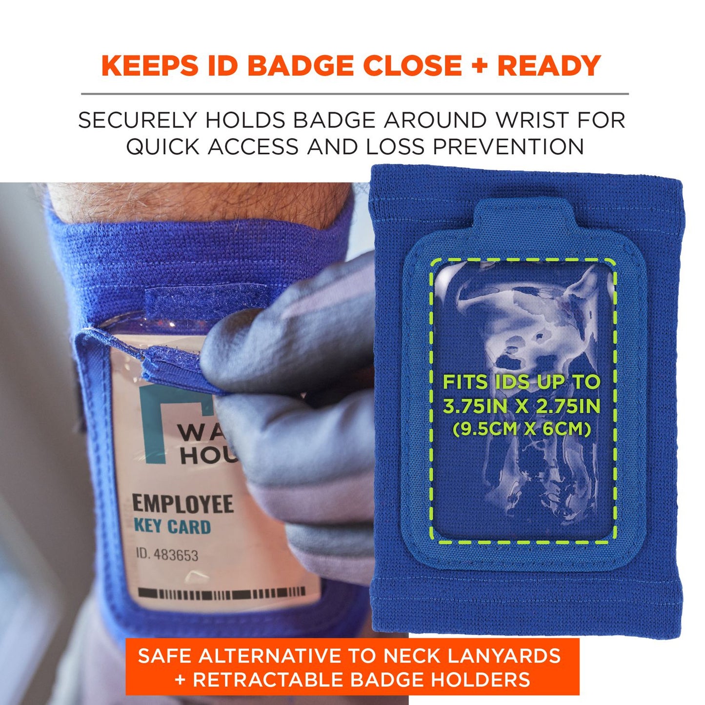 Squids 3388 Wrist ID/Badge Holder, Vertical, Blue, 3.5 x 5.5 Holder, 2.75 x 3.75 Insert