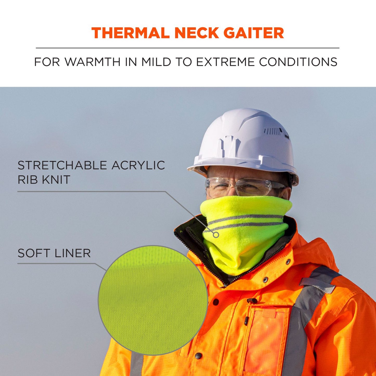 N-Ferno 6961 Reflective Winter Neck Gaiter, One Size Fits Most, Lime