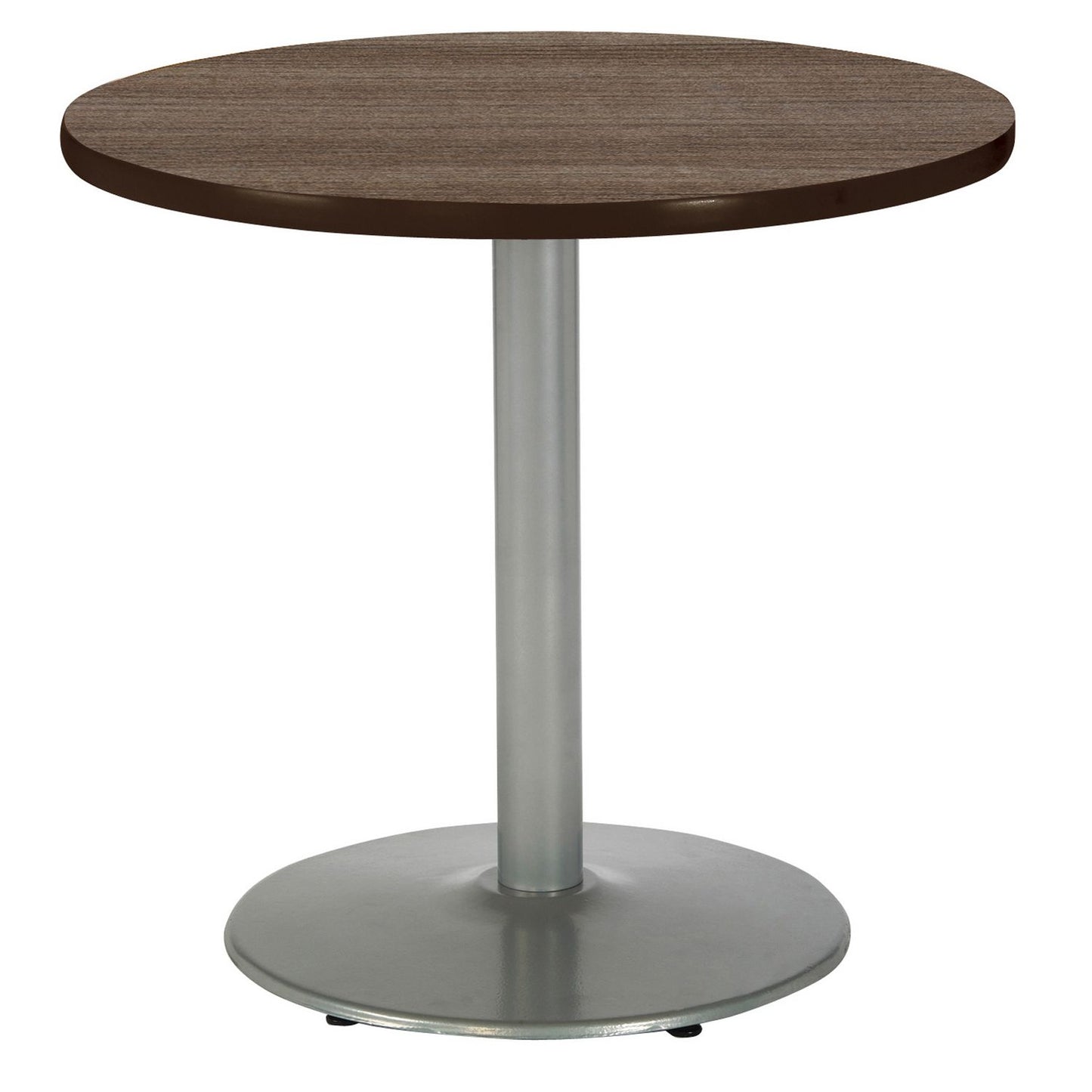 Pedestal Table with Four Black Kool Series Chairs, Round, 36" Dia x 29h, Studio Teak