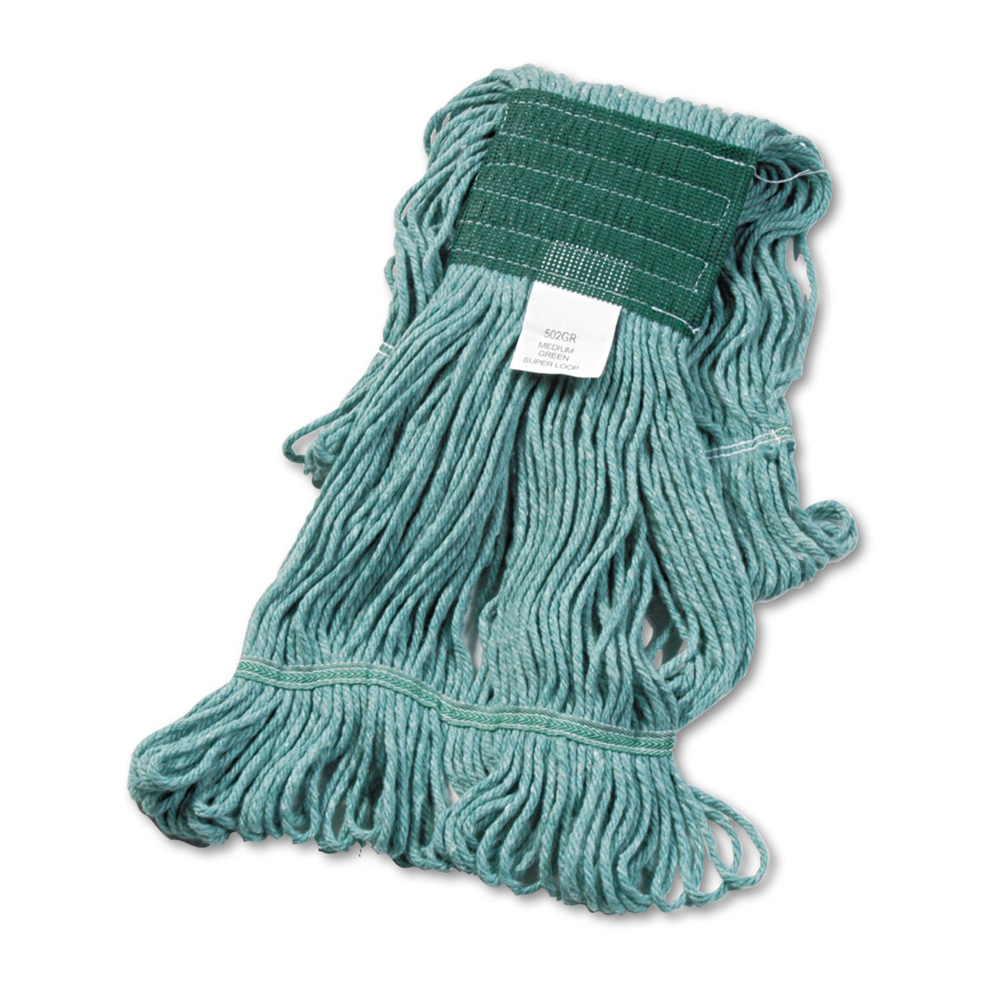 Super Loop Wet Mop Head, Cotton/synthetic Fiber, 5" Headband, Medium Size, Green